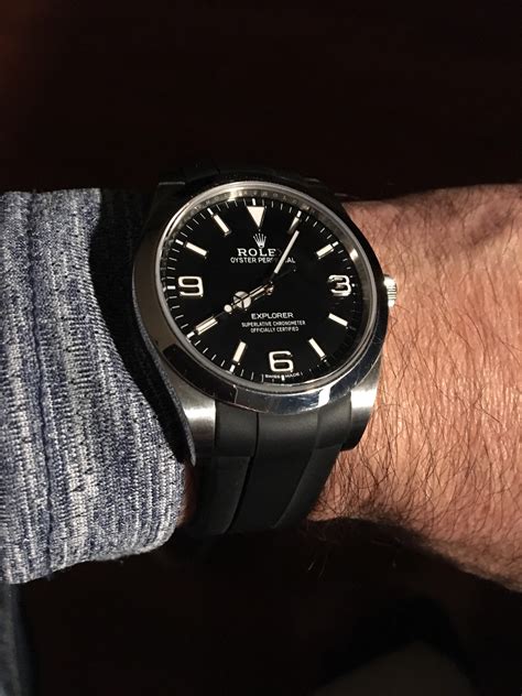 rolex explorer on rubber strap